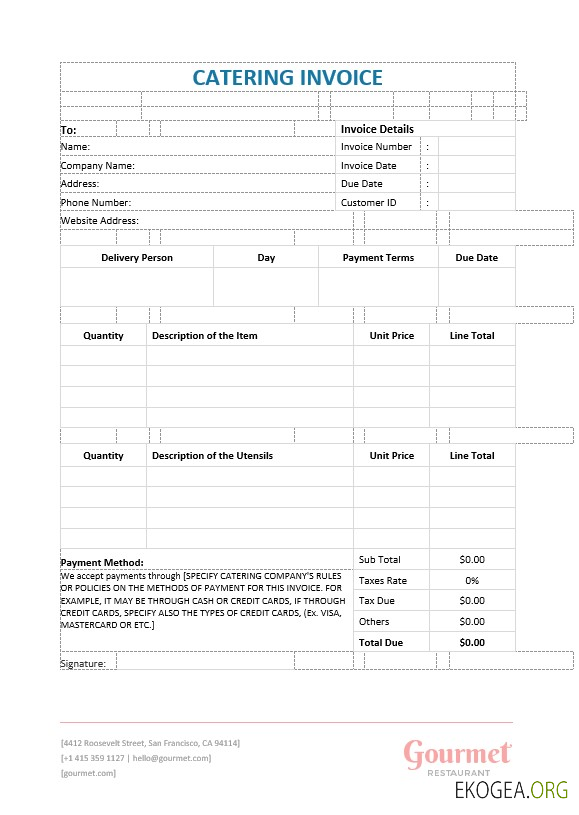 Modèle de facture de service de restauration template Modèle de facture de service de restauration template